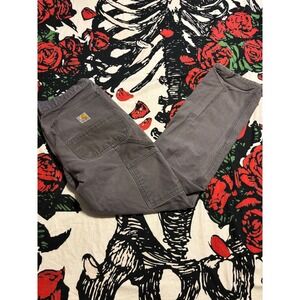 Carhartt Relaxed Fit Double Knee Carpenter Pants Gray Workwear Canvas Mens